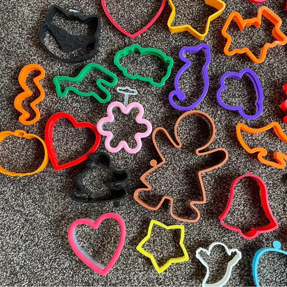 Large Lot of 60 Plastic Cookie Cutters Variety Christmas Animal & Various Shapes